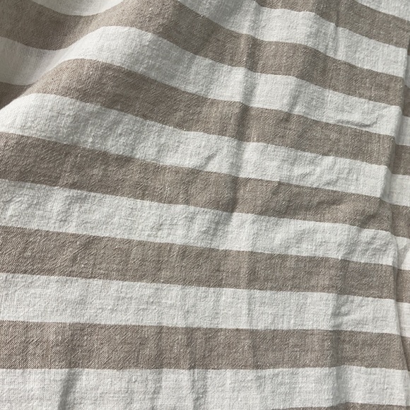 Peyton Jensen Size XS Linen Cotton Blend Rolled Short Sleeve Button Down Striped - Picture 7 of 8